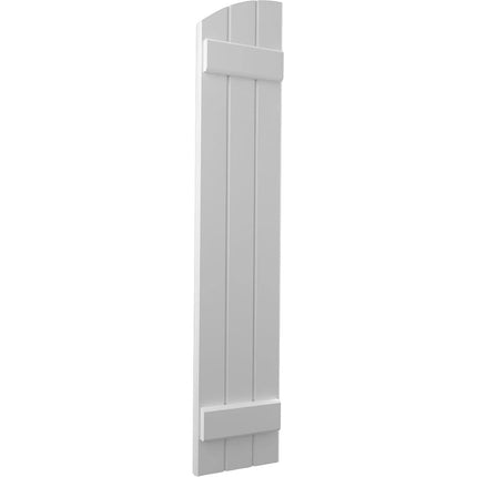 Ekena Millwork ARW101BE311X60PRH Americraft Three 2 Exterior Real Wood Joined Board-n-Batten Shutters w/Elliptical Top (Per Pair), 10 1/2"W x 60"H, Primed
