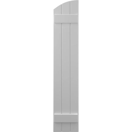 Ekena Millwork ARW101BE311X64PRH Americraft Three 2 Exterior Real Wood Joined Board-n-Batten Shutters w/Elliptical Top (Per Pair), 10 1/2"W x 64"H, Primed