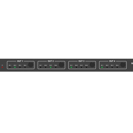 Matriz HDMI 4x4 Monoprice Blackbird 4K, 18G, 4K a 60Hz, YCbCr 4:4:4, EDID, Escalador descendente de 4K a 1080p, IR, HDR, HDR10, HDR10+, Negro (143623)