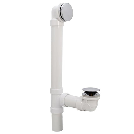 Westbrass 493244H-12-26 12" & 4" Bath Waste & Overflow Assembly with Tip-Toe Drain Plug and Illusionary Faceplate-SCH. 40 PVC Pipe, Polished Chrome