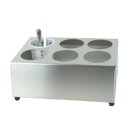 FSE SLFC006 Flatware Cylinder Holder, 6 Hole, countertop, Rolled Edges, Stainless Steel