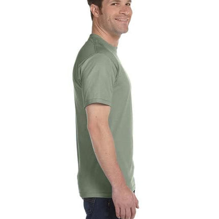 Hanes Men's Essential-t Cotton T-Shirt, Athletic Crimson_Discontinued, Stonewash Green - 4 Pack, Large