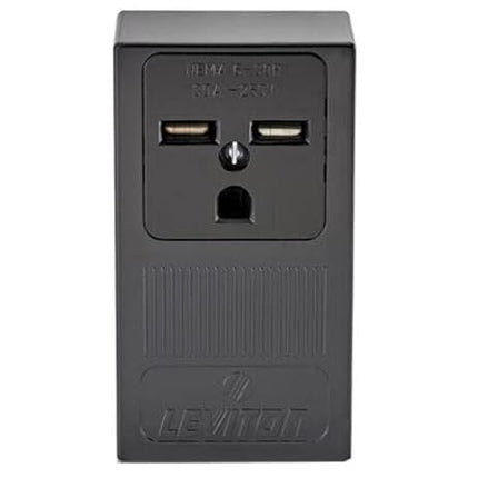 Leviton 5376 30 Amp, 250 Volt, Surface Mounting Receptacle, Straight Blade, Industrial Grade, Grounding (Black)
