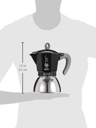 Bialetti New Moka Induction Induction Coffee Pot, 6 Cups, 280 ml, Aluminium, Black
