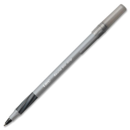 Bolígrafo BIC Round Stic Grip Xtra Comfort, Punta Fina (0.8mm), Negro, Paquete de 12