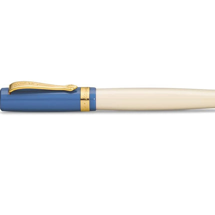 Kaweco STUDENT 50's Rock Fountain Pen I Premium Acrylic Fountain Pen for Ink Cartridges I Nostalgic Fountain Pen in Blue and Cream with Golden Details I Student Pen 16 cm I Nib: BB (Extra Broad)