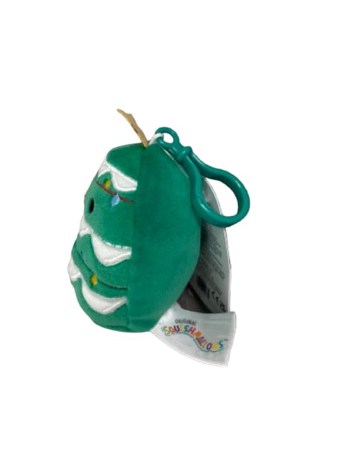 Squishmallows Officiel KellyToy Noël 2023 Clip-on Peluche de 3,5 pouces (Sapin de Noël Johann)