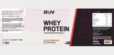 Bare Performance Nutrition, BPN Whey Protein Powder, Concentrado de proteína de suero, Caseína micelar nativa, Excelente mezclabilidad, Rollo de canela, Raciones por envase 27, Peso neto 921g