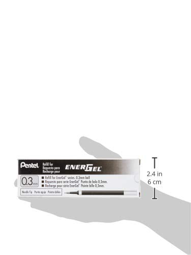 Pentel Refill Ink for EnerGel RTX Retractable Liquid Gel Pen Extra Fine Line Needle Tip, 12 Pack, 0.3mm, Black (LRN3-A)