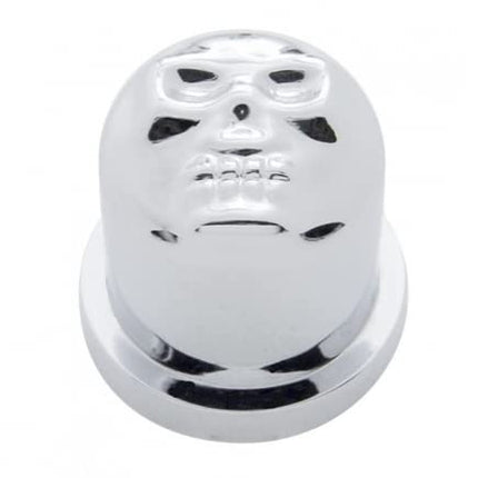 United Pacific 10574 Cubretuerca cromado de plástico de 1/2 pulgada x 1 pulgada con diseño de calavera