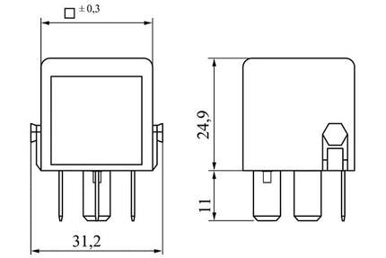 Bosch 0986332041 Mini Relay 12V 40A, IP5K4, Operating Temperature from -40 Degree to 85 Degree C, 5 Pin Relay