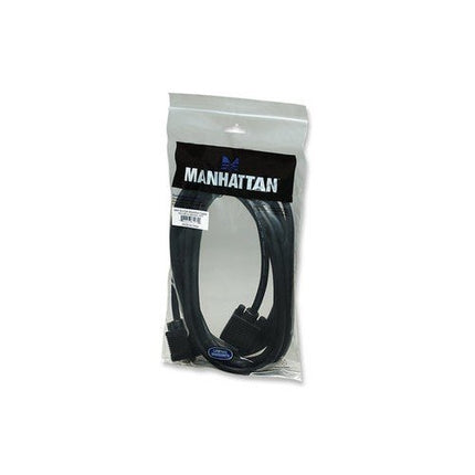 Manhattan SVGA Extension Cable, HD15, 1.8m, Male to Female, Compatible with VGA, Fully Shielded, Black, Lifetime Warranty, Polybag