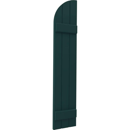 Ekena Millwork ARW101BQ311X33FGH Americraft Three 2 Exterior Real Wood Joined Board-n-Batten Shutters w/Arch Top (Per Pair), 10 1/2"W x 33"H, Thermal Green