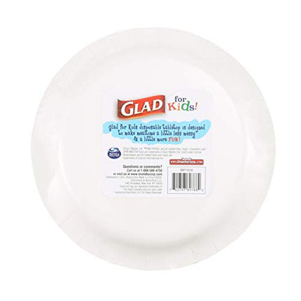 Glad for Kids 7-Inch Paper Plates | White Small Round Paper Plates With Paw Patrol Emoji Design | 20 Ct Heavy Duty Disposable Soak Proof Microwavable Paper Plates, 5 Pack (100 Plates Total)