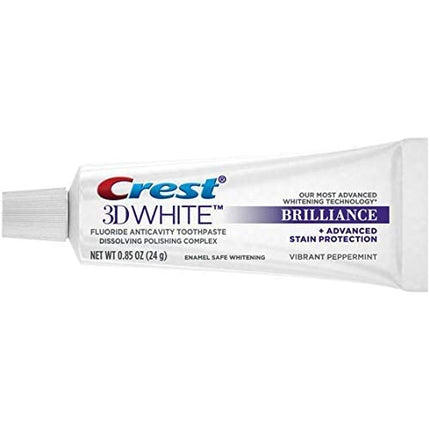Dentifrice Crest 3D White Brilliance, Menthe Poivrée Éclatante, Format Voyage, 24 g (0,85 oz) - Lot de 12