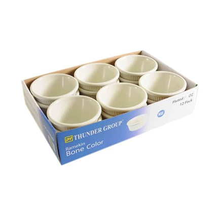 A-to-Z Supply ML509B1R Ramekin, 2 oz. Capacity, 2-7/8" Dia., Round, Fluted, Break-Resistant, Dishwasher Safe, BPA Free, Melamine, Bone, NSF, Pack of 12
