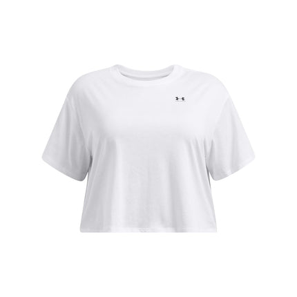 Under Armour Womens Boxy Crop Logo Short Sleeve T, (100) White / / Black, XXS
