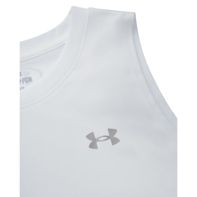 Under Armour Womens Velocity Solid Tank Top, (100) White / / Metallic Silver, S