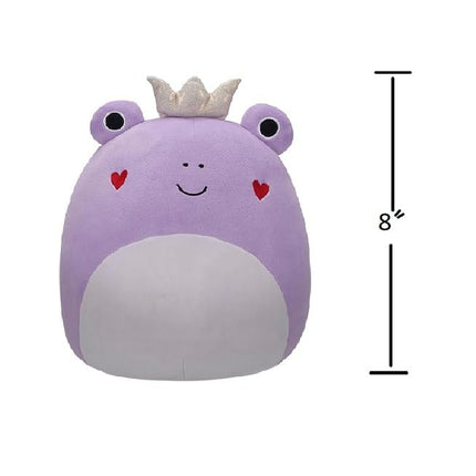Squishmallows 8" Francine Grenouille violette avec joues en cœur et couronne dorée Peluche Saint-Valentin - Sous licence officielle Kellytoy - Jouet en peluche chiot doux et compressible à collectionner - 8 pouces