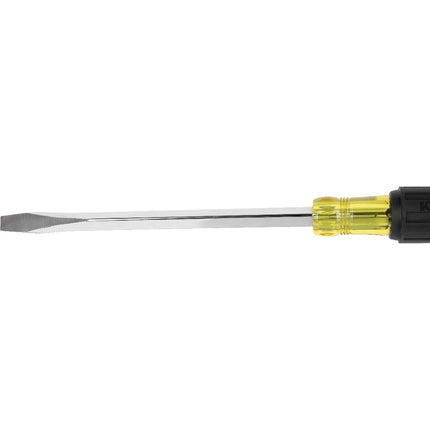 Destornillador de punta plana Klein Tools 600-8 con punta Keystone de 3/8 pulgadas, fabricado en EE. UU., vástago cuadrado de alta resistencia de 8 pulgadas