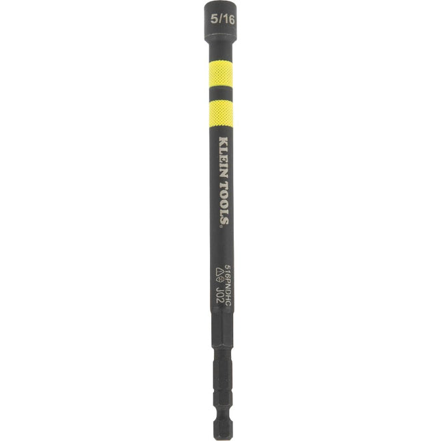 Klein Tools 516PNDHC 5/16-Inch Magnetic Color-Coded Power Nut Driver, SAE, Impact-Rated Hollow Nut Driver with 5-Inch Extended Reach Shaft