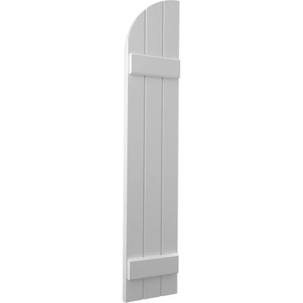 Ekena Millwork ARW101BQ311X56PRH Americraft Three 2 Exterior Real Wood Joined Board-n-Batten Shutters w/Arch Top (Per Pair), 10 1/2"W x 56"H, Primed