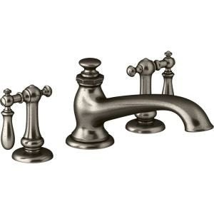Kohler 72777-SN Caño de bañera de montaje en la cubierta Artifacts con diseño acampanado, sin manijas, níquel pulido vibrante