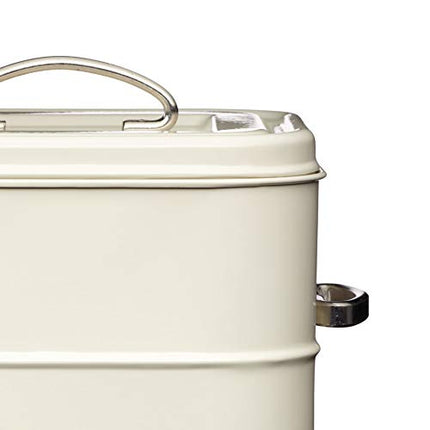 KitchenCraft Living Nostalgia 3 kg Metal Laundry Powder Tin, Kitchen/Utility Detergent Storage Box Accessory, 19 x 16 x 27 cm - Antique Cream