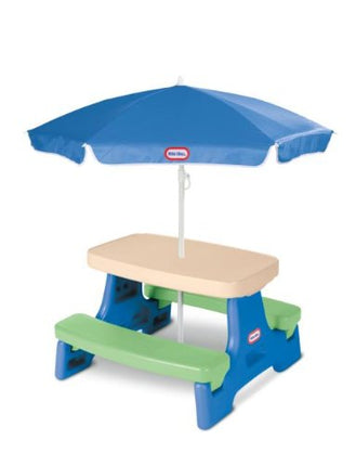 Little Tikes Easy Store Junior Picnic Table with Umbrella, Blue/Green by Little Tikes
