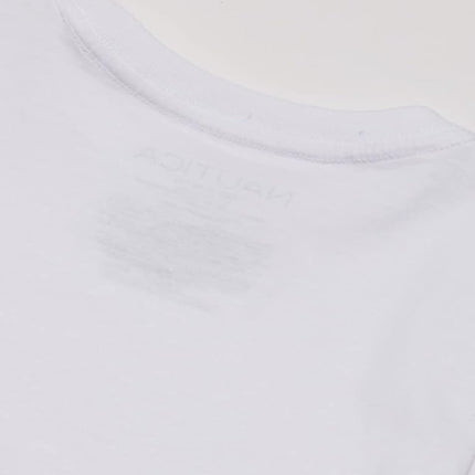 Nautica Big Boys' Short Sleeve Crew Neck T-Shirt, Solid Jersey Knit with Embroidered Logo, White, 5