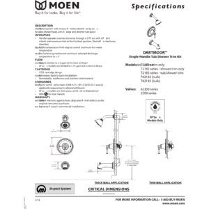 Moen T2182BN Dartmoor Ducha Posi-Temp solamente, níquel cepillado, 1
