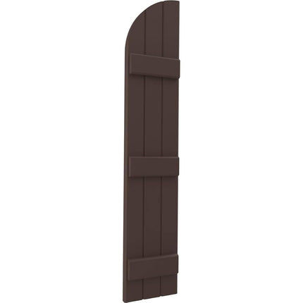 Ekena Millwork ARW401BQ311X37TBH Americraft Three 3 Exterior Real Wood Joined Board-n-Batten Shutters w/Arch Top (Per Pair), 10 1/2"W x 37"H, Raisin Brown