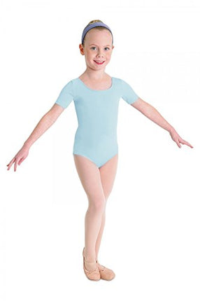 Bloch Dance Girls Ballet Short Sleeve Leotard, Pastel Blue, 14