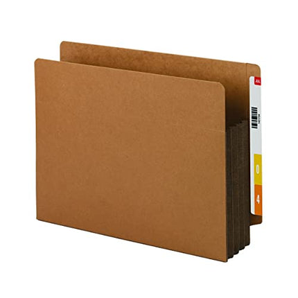 Smead End Tab Pocket, Reinforced Straight-Cut Tab, 3-1/2" Expansion, Extra Wide Letter Size, Redrope with Dark Brown Gusset, 10 per Box (73681)