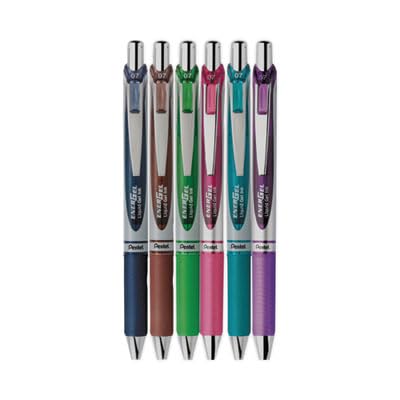 Pentel EnerGel RTX Retractable Liquid Gel Pen .7mm 6/Pkg-Assorted Ink Colors