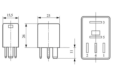 Bosch 0332207402 Micro Relay 24V 10A, IP5K4, Operating Temperature from -40 Degree to 100 Degree C, 5 Pin Relay with diode