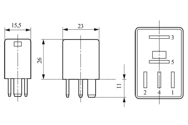 Bosch 0332207402 Micro Relay 24V 10A, IP5K4, Operating Temperature from -40 Degree to 100 Degree C, 5 Pin Relay with diode