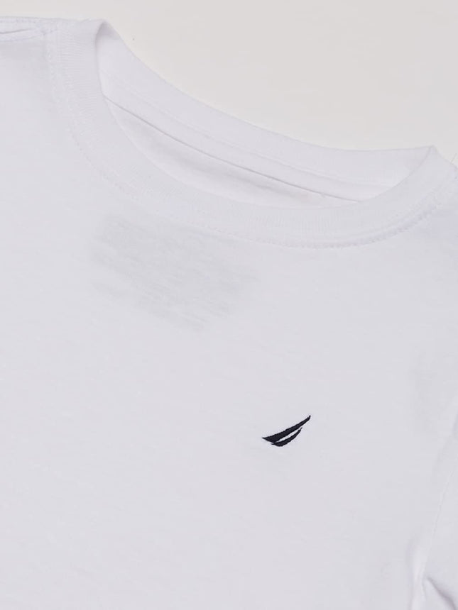 Camiseta de cuello redondo de manga corta de Nautica para niños, blanco, 8