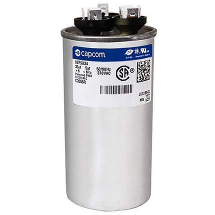 GE Genteq Capacitor Dual Run Round 35/5 uf MFD 370 Volt VAC 97F9834 (replace old GE# Z97F9834) 35 + 5 MFD at 370 volts by Genteq