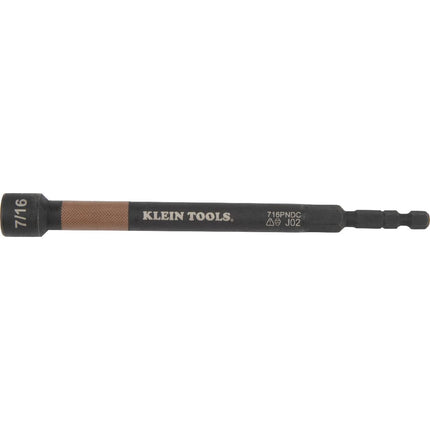 Klein Tools 716PNDC 7/16-Inch Magnetic Color-Coded Power Nut Setter, SAE, Impact-Rated Hex Nut Driver with 5-Inch Extended Reach Shaft
