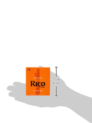 D’Addario Woodwinds - Rico Bb Clarinet Reeds - Reeds for Bb Clarinet - Crafted for Beginners, Students, Educators - Strength 1.5, 10-pack