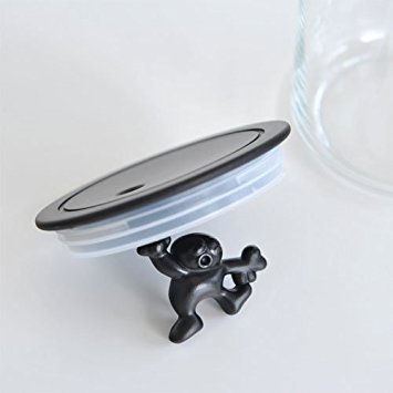 Alessi Gianni Glass Kitchen Box with Lid, Black, 15 cm Height