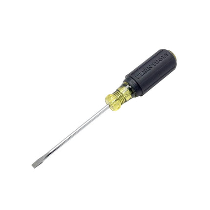 Klein Tools 601-4 Flathead Screwdriver with 3/16-Inch Cabinet Tip, 4-Inch Round Shank and Cushion Grip Handle