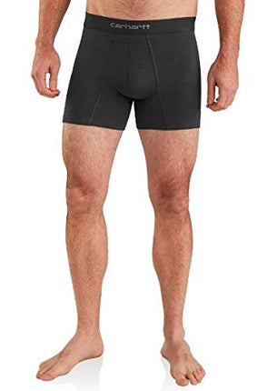 Carhartt Men's 5" Inseam Basic Cotton-Poly Boxer Brief 2-Pack, Black, XXL
