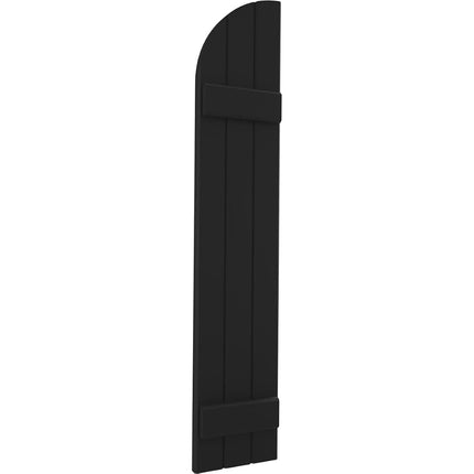 Ekena Millwork ARW101BQ311X31BLH Americraft Three 2 Exterior Real Wood Joined Board-n-Batten Shutters w/Arch Top (Per Pair), 10 1/2"W x 31"H, Black
