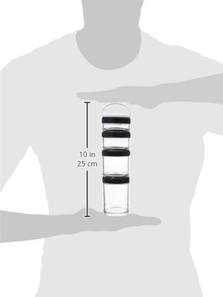Blender Bottle Go Stak, Noir, 150 ml, 100 ml, 60 ml, 40 ml