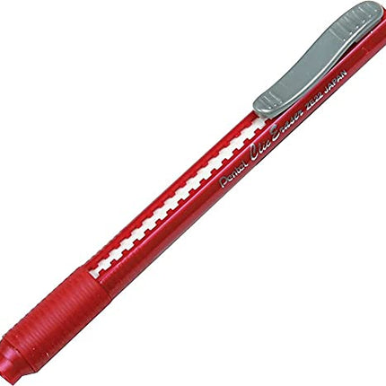 Pentel Clic Retractable Eraser, Refillable, Red Barrel (PENZE22B)