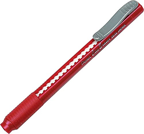 Pentel Clic Retractable Eraser, Refillable, Red Barrel (PENZE22B)