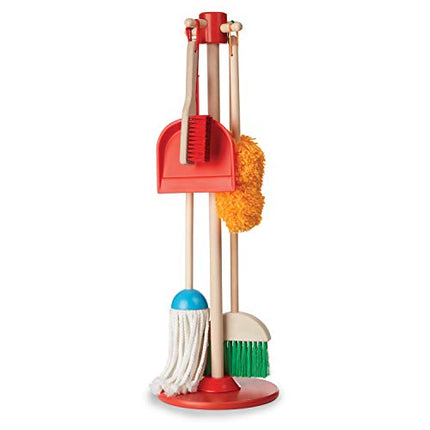 Melissa & Doug Nettoie ! Balaye ! Lave ! Ensemble de nettoyage en bois de 6 pièces pour jeux d'imitation, balai, plumeau, jouets de nettoyage de taille enfant pour garçons et filles - Certifié FSC - Certifié FSC