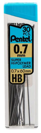 Pentel Recambio de Minas de 7 mm y Paquete de Borradores para Portaminas - Super Hi-polymer - Paquete Económico - 6 Paquetes de Minas de 0.7 (30 en cada uno) - 3 Paquetes de Borradores Blancos (4 en cada uno)
